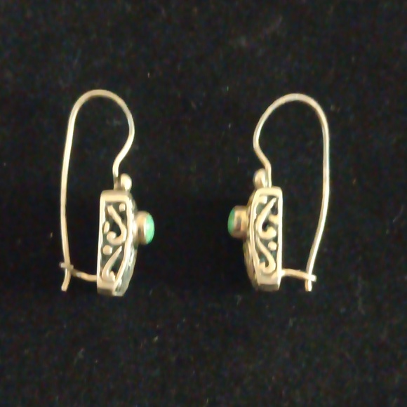 Vintage Bali Natural Turquoise Earthmined Artisan Crafted Earings In Sterling - Picture 5 of 8